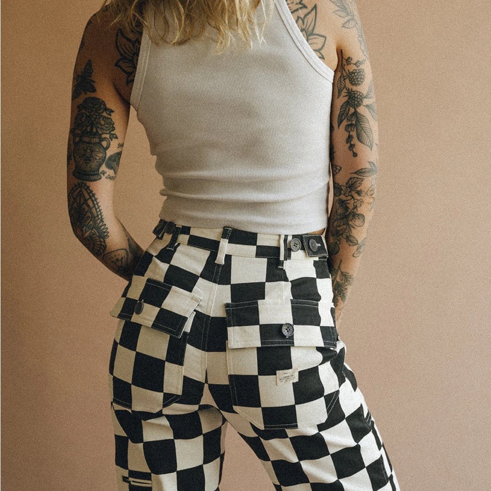 P&Co Service Fatigue Pants - Faded Checkerboard - Picture 2 of 7